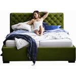 Olivgrüne Betten mit Bettkasten aus Samt 140x200 