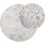 Silberne Beliani Runde Kuhfellteppiche 140 cm aus Leder 