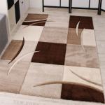 Designer Teppich mit Konturenschnitt Karo Muster Braun Beige 60x110 cm - Paco Home