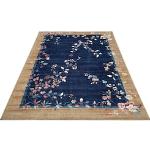Reduzierte Blaue Blumenmuster freundin home collection Design-Teppiche aus Polyester 