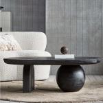 Schwarze Moderne Basilicana Ovale Design Tische lackiert aus Massivholz Breite 100-150cm, Höhe 0-50cm, Tiefe 50-100cm 