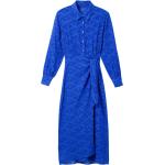Royalblaue Langärmelige Freizeitkleider aus Polyamid für Damen Größe L 