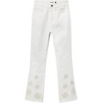 Weiße Bestickte Jeans mit Stickerei mit Reißverschluss aus Denim für Damen Größe XXL 