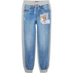 Blaue Bestickte Entenhausen Micky Maus Jeans mit Stickerei aus Denim für Damen Größe XXL 