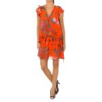 Reduzierte Orange Blumen Desigual Mini V-Ausschnitt Minikleider & kurze Kleider mit Volants aus Polyester für Damen Größe M 