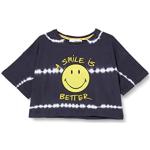 Blaue Desigual Emoji Smiley Kinderstreifenshirts für Mädchen 
