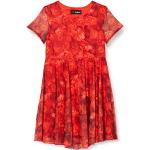 Rote Desigual Bio Gemusterte Kinderkleider mit Blumenmotiv aus Tüll für Mädchen 