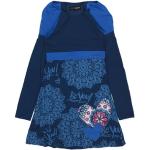 Reduzierte Blaue Blumenmuster Langärmelige Desigual Gemusterte Kinderkleider mit Strass aus Jersey für Mädchen für den für den Winter 
