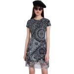 Schwarze Kurzärmelige Desigual For Everybody Paris Mini Minikleider & kurze Kleider aus Tüll für Damen Größe XS 