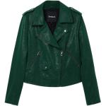 Grüne Desigual Übergangsjacken mit Reißverschluss aus Leder für Damen Größe M 