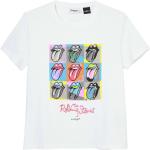 Weiße Desigual Rolling Stones Damenfanshirts Größe L 