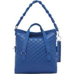 Hellblaue Damenschultertaschen & Damenshoulderbags mit Reißverschluss aus PU 