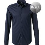 Blaue Melierte Langärmelige Desoto Kentkragen Hemden mit Kent-Kragen aus Jersey für Herren Größe 3 XL für den für den Frühling 