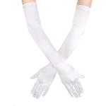 Reduzierte Weiße Lange Handschuhe aus Satin für Damen Einheitsgröße 