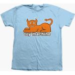 Reduzierte Hellblaue Toy Machine Katzen-Shirts mit Katzenmotiv aus Baumwolle für Herren Größe S 