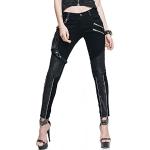 Schwarze Punk Devil Fashion Skinny Jeans mit Reißverschluss aus Leder Handwäsche für Damen Größe S 
