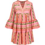 Reduzierte Pinke Bestickte Devotion Mini V-Ausschnitt Sommerkleider aus Baumwolle für Damen Größe XS für den für den Sommer 