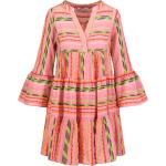 Reduzierte Pinke Bestickte Devotion Mini V-Ausschnitt Sommerkleider aus Baumwolle für Damen Größe M für den für den Sommer 