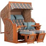Hellbraune Karo DeVries Comfort Strandkörbe XL aus Holz ausziehbar 
