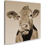 deyoli lustige Kuh Format: 40x40 Effekt: Sepia als Leinwandbild, Motiv fertig gerahmt auf Echtholzrahmen, Hochwertiger Digitaldruck mit Rahmen, Kein Poster oder Plakat