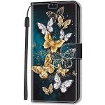 Goldene Samsung Galaxy A05s Hüllen Art: Flip Cases mit Insekten-Motiv mit Bildern aus Leder stoßfest 