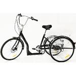 DGKLNDSY 26 Zoll Dreirad 6 Gang Dreirad Dreirad für Erwachsene mit Sattel Cruise Fahrrad Einkaufsrad senioren mit Korb (Schwarz)