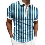 Babyblaue Casual Kurzärmelige Kurzarm-Poloshirts mit Reißverschluss für Herren Größe XXL für den für den Sommer 