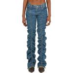 Reduzierte Blaue Slim Fit Jeans mit Reißverschluss aus Baumwolle für Damen Größe XS 