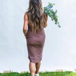 Kleid Dia - Bio-Baumwoll-Rippskleid Mit Taschen Midikleid