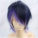 DIABOLIK LOVERS Sakamaki Reiji Short Purple Ombre Cosplay Wig Heat Resistant Synthetic Hair Wigs + Free Wig Cap