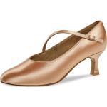 Beige Diamant Dance Shoes Tanzschuhe Standard mit Riemchen in Normalweite aus Veloursleder atmungsaktiv für Damen Größe 39 mit Absatzhöhe 5cm bis 7cm 