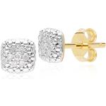 Gemondo Quadratische Diamant Ohrringe aus Gelbgold 9 Karat mit Diamant für Damen 