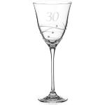 DIAMANTE Swarovski Weinglas zum 30. Geburtstag – Weinglas mit einer handgeätzten "30" – verziert mit Swarovski-Kristallen