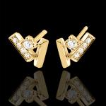 Reduzierte Goldene Edenly Runde Diamant Ohrringe aus Kristall mit Diamant für Damen 