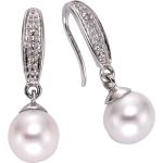 Reduzierte Diamant Ohrringe aus Weißgold mit Echte Perle für Damen 