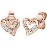 Reduzierte Silberne Motiv Elegante Diamore Herzohrstecker mit Herz-Motiv handgemacht für Damen zum Valentinstag 