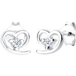 Silberne Elegante Diamore Herzohrstecker mit Diamant handgemacht für Damen zum Valentinstag 