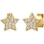 Reduzierte Goldene Sterne Elegante Diamore Sternohrstecker aus Gold mit Diamant handgemacht für Damen zur Hochzeit 