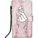 Rosa iPhone 15 Hüllen Art: Flip Cases mit Muster aus Glattleder stoßfest 