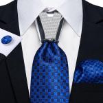 Marineblaue Karo Krawatten-Sets aus Seide für Herren 