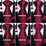 Bordeauxrote Paisley Krawatten-Sets für Herren 