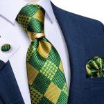 Silberne Karo Krawatten-Sets aus Seide für Herren 