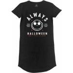 Schwarze Kurzärmelige Nightmare Before Christmas Jack Skellington Shirtkleider mit Halloween-Motiv aus Baumwolle für Damen Größe M für den für den Frühling 