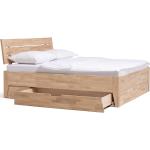 Hellbraune Dico Betten mit Bettkasten Geölte aus Massivholz 140x200 