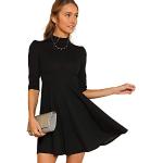 Schwarze Halblangärmelige Mini Stehkragen Minikleider & kurze Kleider mit Reißverschluss für Damen Größe L für Partys für den für den Sommer 