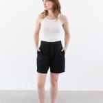 Schwarze Vintage High Waist Shorts aus Baumwolle für Damen 
