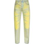 Gelbe Bestickte Diesel Slim Fit Jeans mit Knopf aus Denim für Damen 