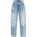 Hellblaue Diesel Straight Leg Jeans mit Reißverschluss aus Denim für Damen Größe L Weite 29, Länge 30 