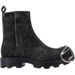 Schwarze Gesteppte Diesel Ankle Boots & Klassische Stiefeletten mit Reißverschluss aus Leder für Herren Größe 45 