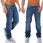 Blaue Unifarbene Loose Fit Diesel Larkee Jeans mit Stickerei mit Knopf aus Baumwolle trocknergeeignet für Herren Weite 28, Länge 34 